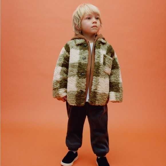 Zara Kids Toddler Fuzzy Sherpa Green Long Sleeves Button Down Jacket Size 2-3 - Picture 14 of 14